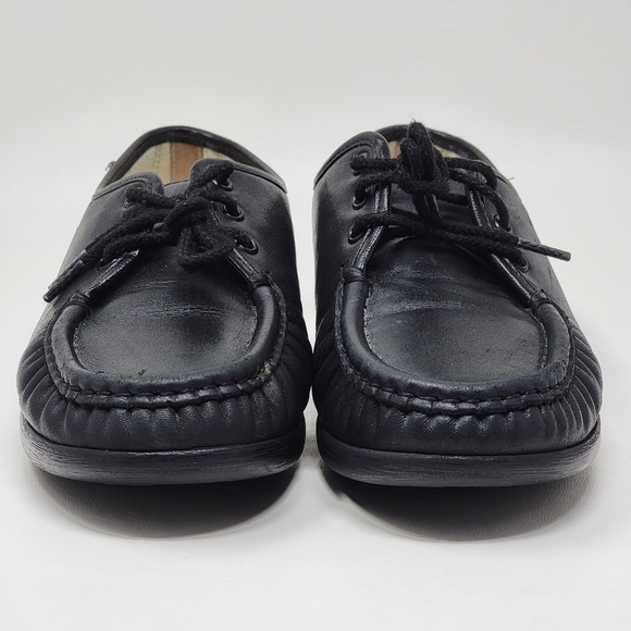 SAS Moc Toe Women's Size 9 Handsewn Black Leather Comfort Lace Up Walking Shoes - Picture 7 of 14